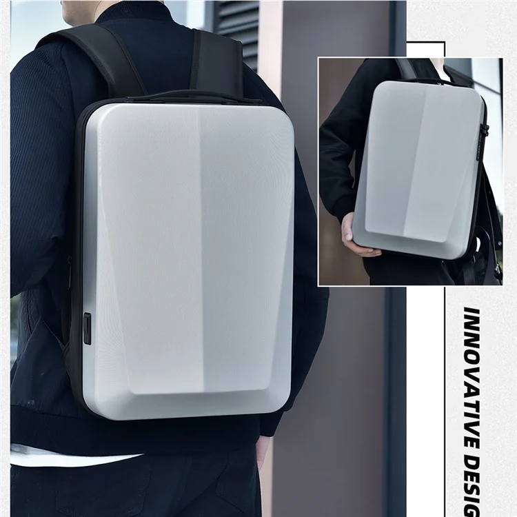 Expandable Capacity Waterproof Men Business Backpack Anti Theft Laptop Bag with USB Charging Port - Dark Grey