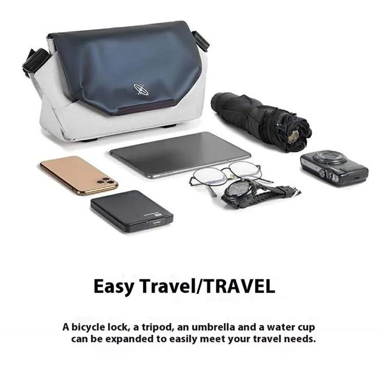 ENDLESS JOURNEY Nylon-Umhängetasche, stilvolle Herren-Einzelschulter-Messenger-Tasche, Größe S - Beige + Grau