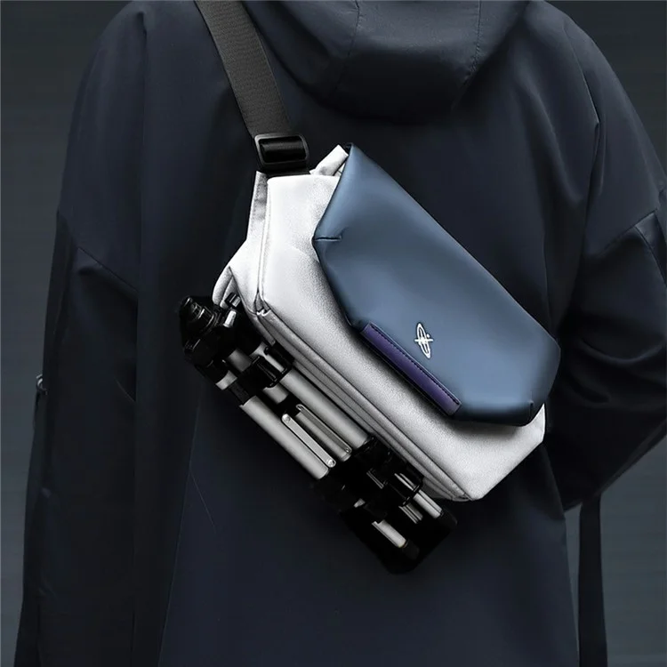 ENDLESS JOURNEY Nylon-Umhängetasche, stilvolle Herren-Einzelschulter-Messenger-Tasche, Größe S - Beige + Grau