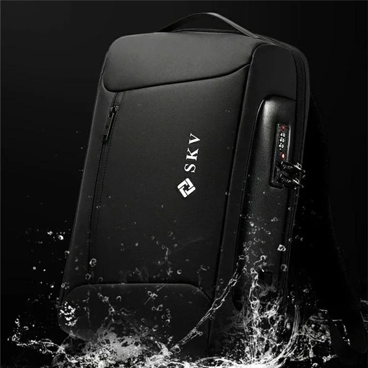 Mochila antirrobo SKV B20430 de 18 pulgadas para portátil con puerto USB externo - Negro