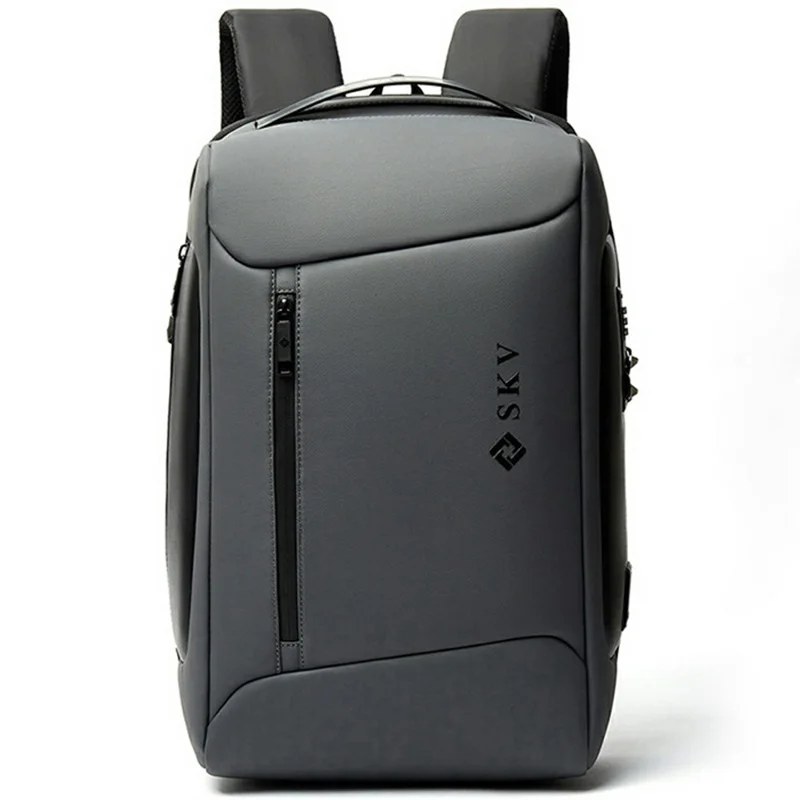SKV B20430 Anti Theft Men Shoulder Bag 18 Inch Laptop Backpack with External USB Port - Grey