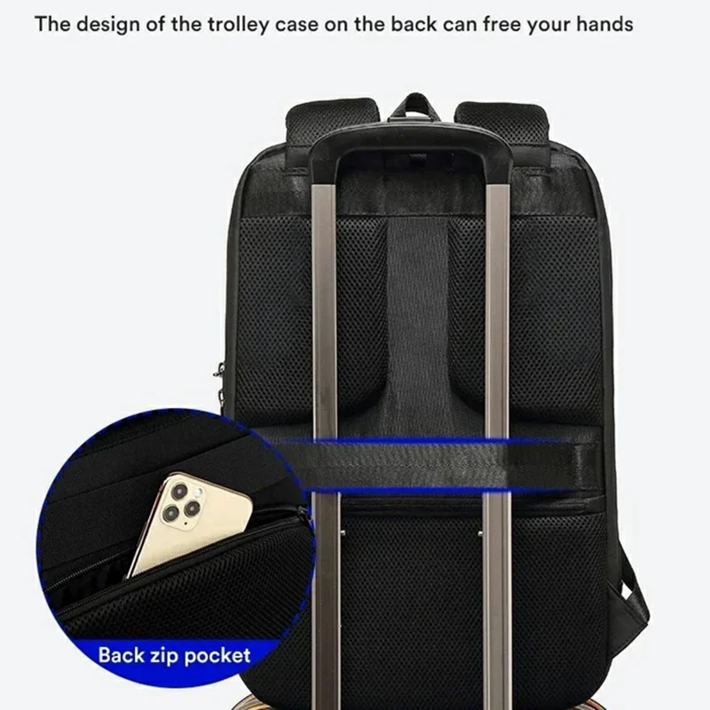 SKV B20430 Anti Theft Men Shoulder Bag 18 Inch Laptop Backpack with External USB Port - Grey