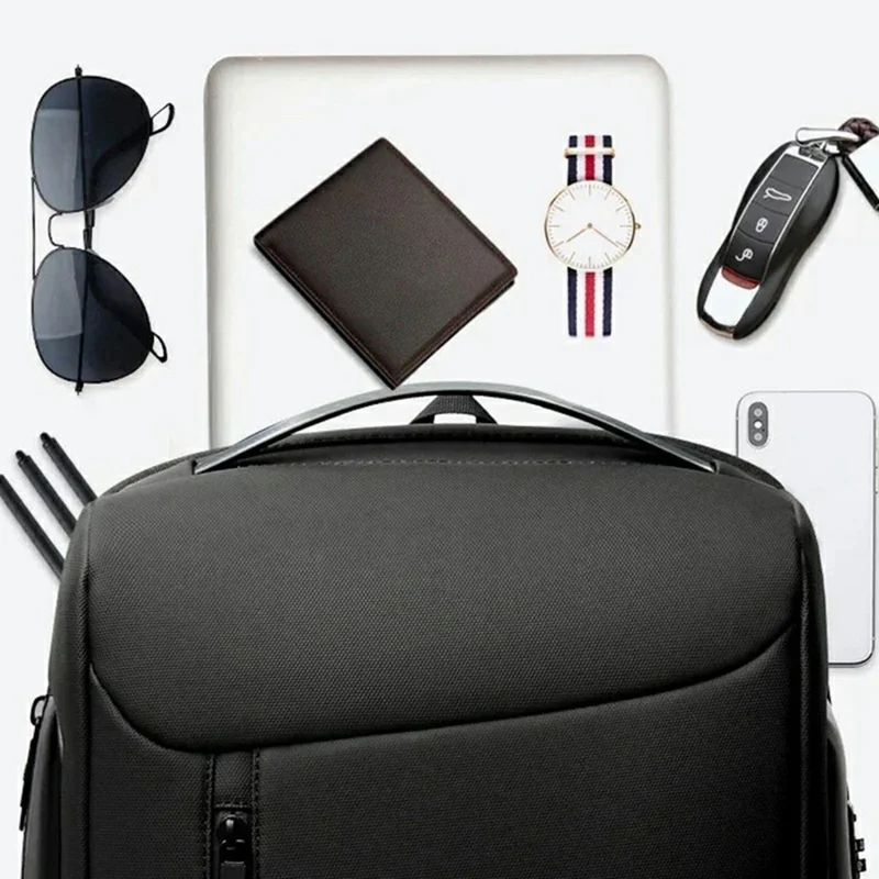 SKV B20430 Anti Theft Men Shoulder Bag 18 Inch Laptop Backpack with External USB Port - Grey