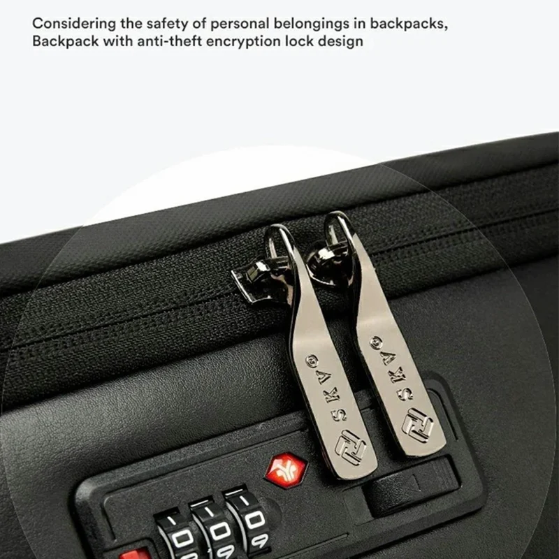 SKV B20430 Anti Theft Men Shoulder Bag 18 Inch Laptop Backpack with External USB Port - Grey