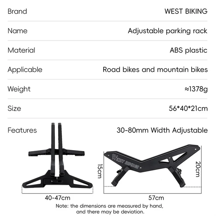 WEST BIKING YP0723024 Стойка для шоссейного и горного велосипеда с регулируемым кронштейном для парковки велосипеда из ABS