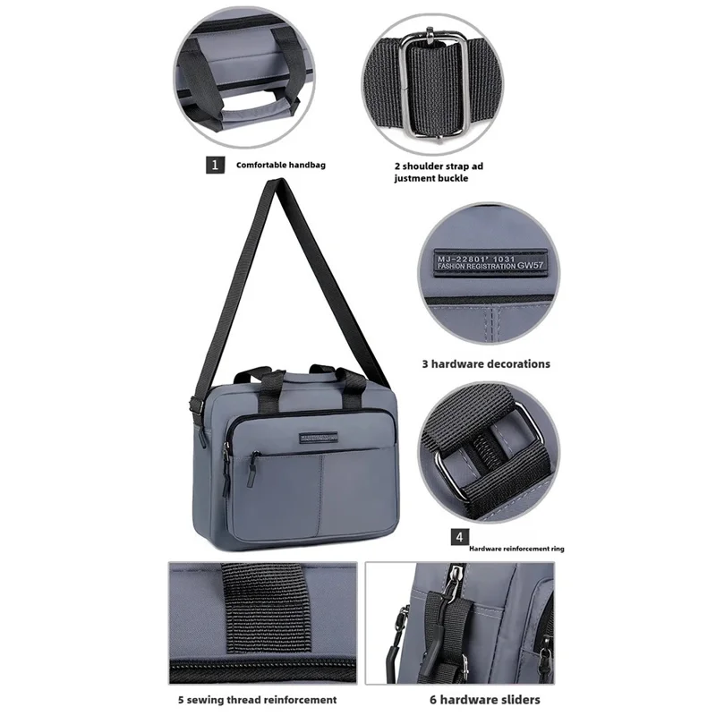 Men's Business Briefcase Casual Shoulder Bag Large Capacity Laptop Bag for Office / Travel - Black