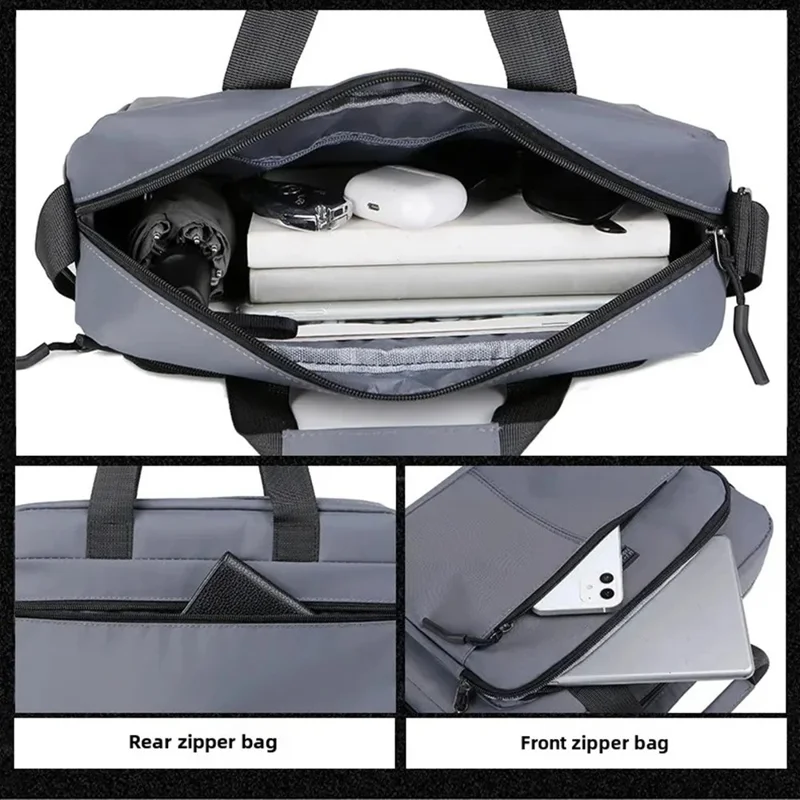 Men's Business Briefcase Casual Shoulder Bag Large Capacity Laptop Bag for Office / Travel - Black