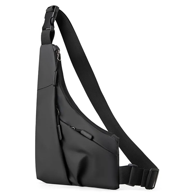 Anti Theft Concealed Chest Bag Triangular Sling Pack Casual PU Leather Crossbody Bag for Men - Black