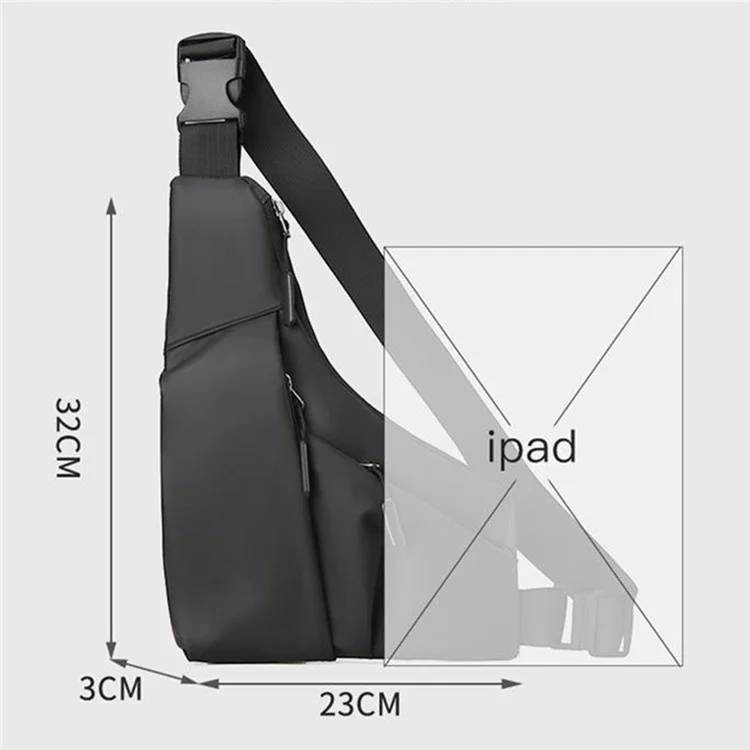 Anti Theft Concealed Chest Bag Triangular Sling Pack Casual PU Leather Crossbody Bag for Men - Black