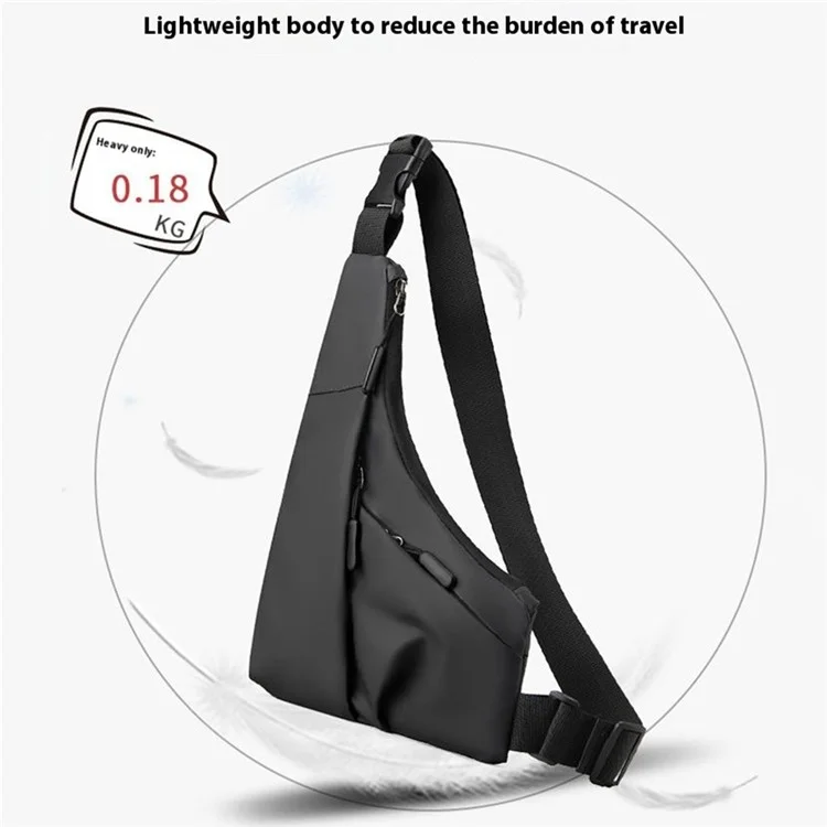 Anti Theft Concealed Chest Bag Triangular Sling Pack Casual PU Leather Crossbody Bag for Men - Black