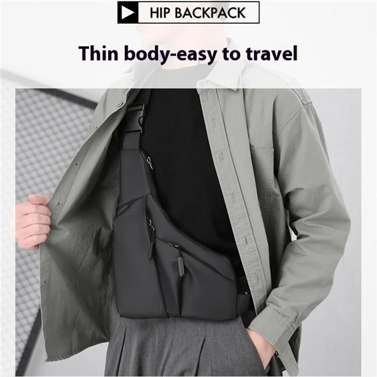 Anti Theft Concealed Chest Bag Triangular Sling Pack Casual PU Leather Crossbody Bag for Men - Black