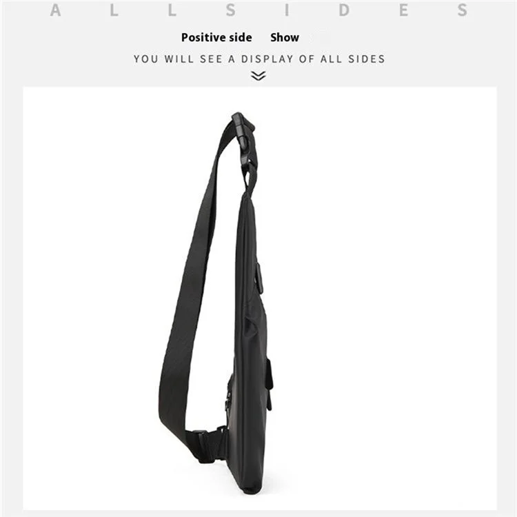 Anti Theft Concealed Chest Bag Triangular Sling Pack Casual PU Leather Crossbody Bag for Men - Black