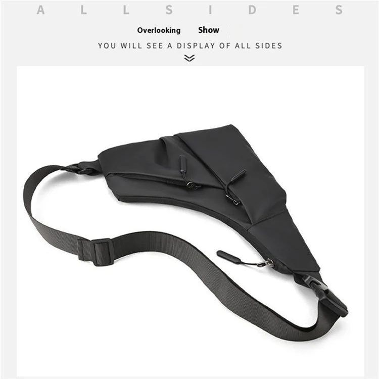 Anti Theft Concealed Chest Bag Triangular Sling Pack Casual PU Leather Crossbody Bag for Men - Black
