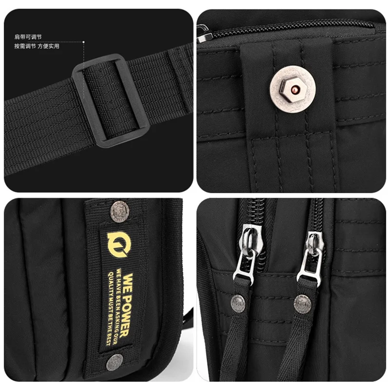 WEPOWER 7110 Nylon Men Waist Bag Chest Pack Leg Pouch for Commuting Outdoor Cycling Sports - Black