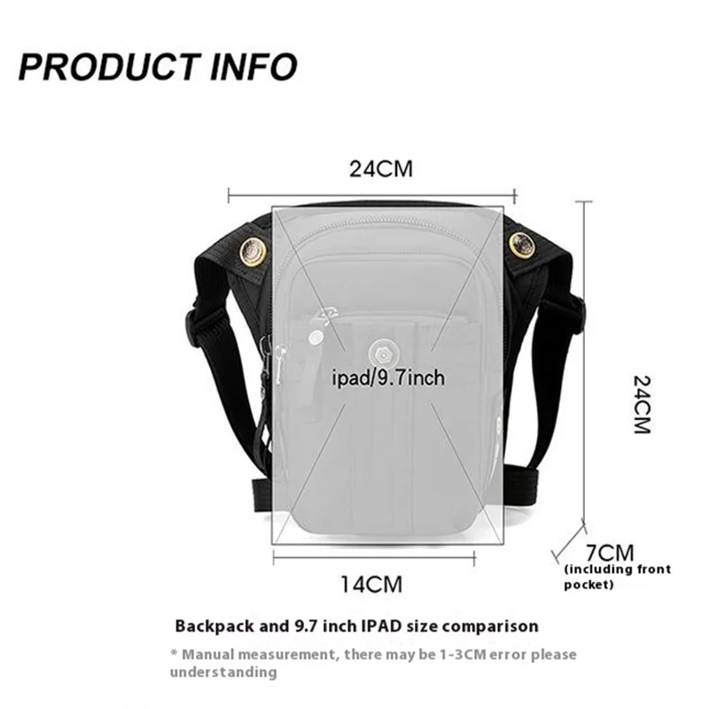 WEPOWER 7110 Nylon Men Waist Bag Chest Pack Leg Pouch for Commuting Outdoor Cycling Sports - Black