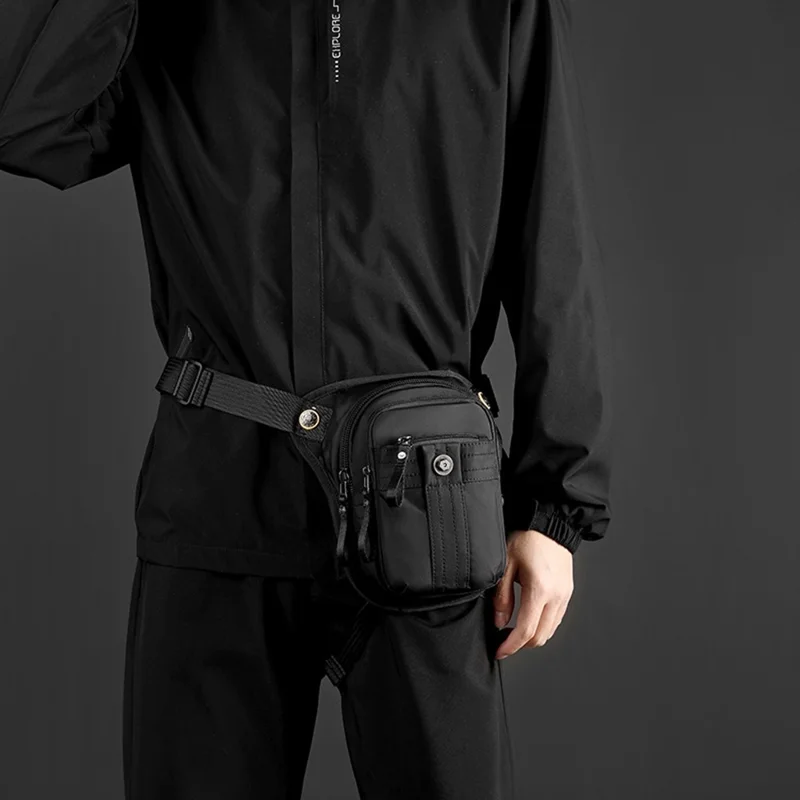WEPOWER 7110 Nylon Men Waist Bag Chest Pack Leg Pouch for Commuting Outdoor Cycling Sports - Black
