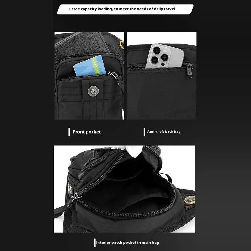 WEPOWER 7110 Nylon Men Waist Bag Chest Pack Leg Pouch for Commuting Outdoor Cycling Sports - Black