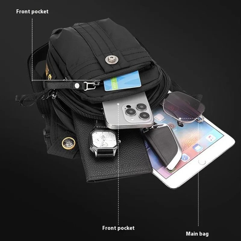 WEPOWER 7110 Nylon Men Waist Bag Chest Pack Leg Pouch for Commuting Outdoor Cycling Sports - Black