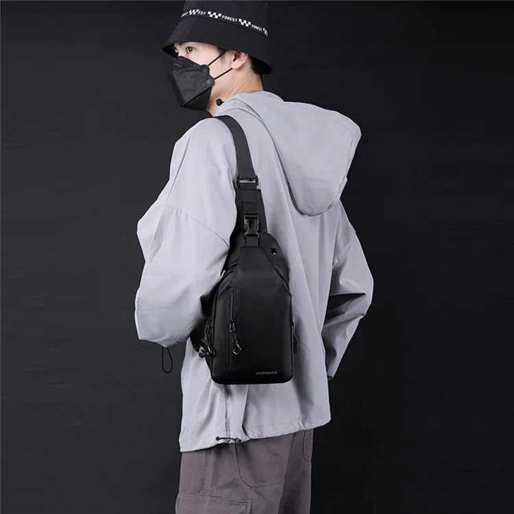 WEPOWER 1100-28 Herren Umhängetasche Große Kapazität Wasserabweisende Nylon Umhängetasche Einzelschulter-Rucksack - Schwarz