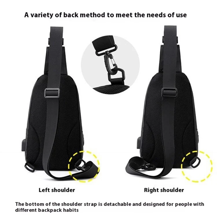 WEPOWER 1100-28 Herren Umhängetasche Große Kapazität Wasserabweisende Nylon Umhängetasche Einzelschulter-Rucksack - Schwarz