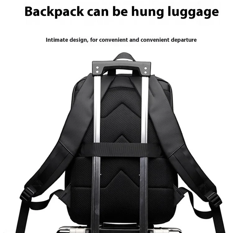 WEPOWER 1316 Men Laptop Backpack Large Capacity Nylon Waterproof Business Daypack for Daily Travel - Black