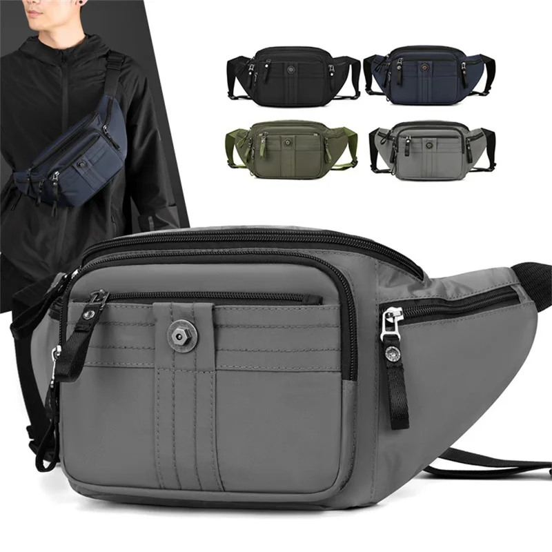 WEPOWER 7100# Waist Bag Crossbody Bag Outdoor Cycling Shoulder Bag Waterproof Sports Chest Pouch - Black