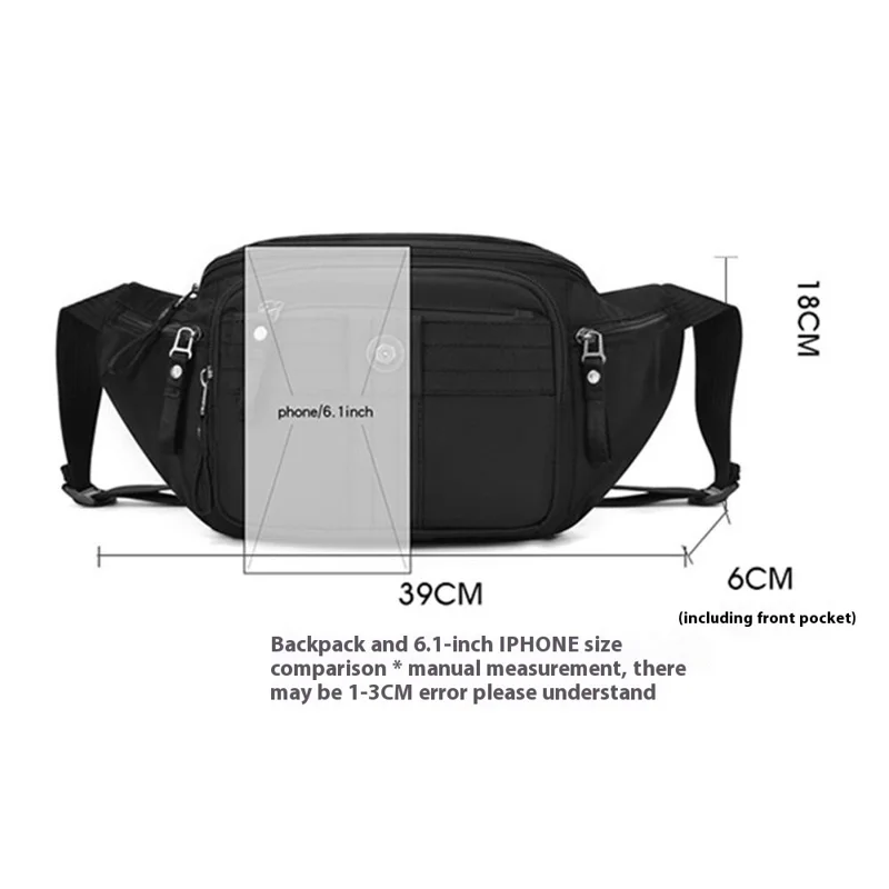 WEPOWER 7100# Waist Bag Crossbody Bag Outdoor Cycling Shoulder Bag Waterproof Sports Chest Pouch - Black