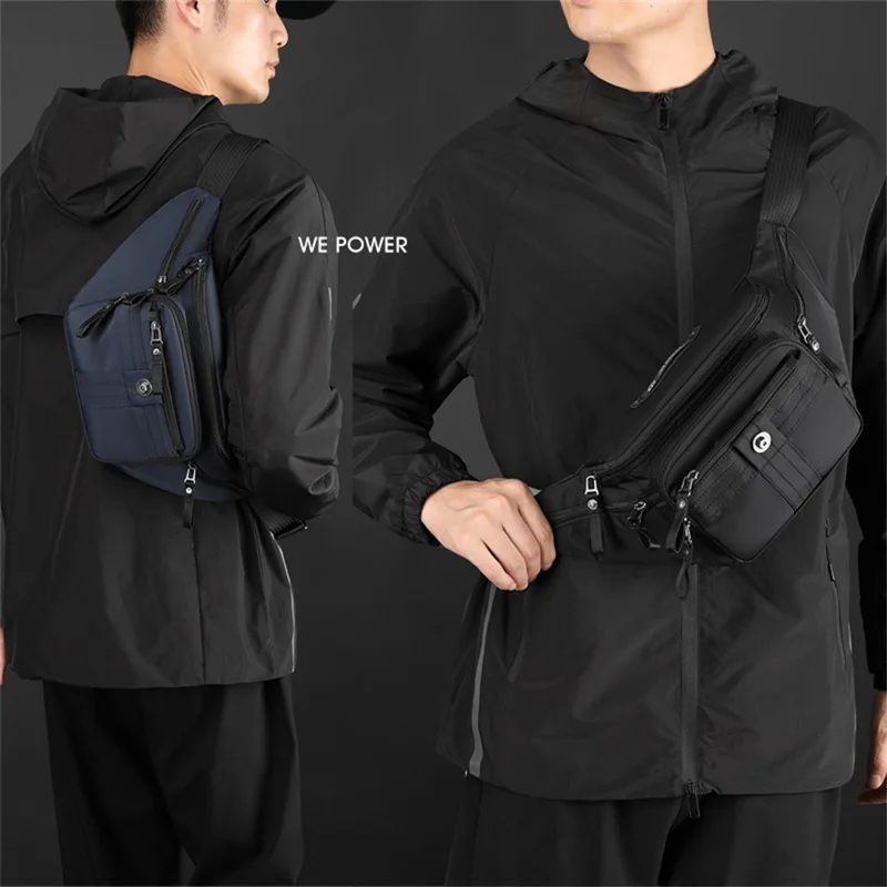 WEPOWER 7100# Waist Bag Crossbody Bag Outdoor Cycling Shoulder Bag Waterproof Sports Chest Pouch - Black