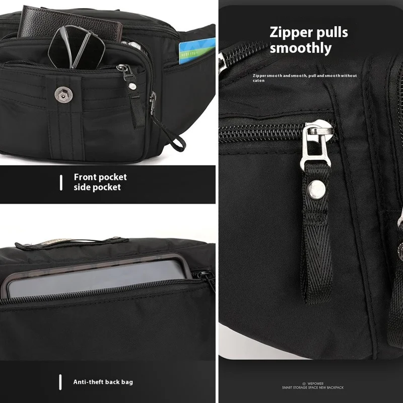 WEPOWER 7100# Waist Bag Crossbody Bag Outdoor Cycling Shoulder Bag Waterproof Sports Chest Pouch - Black