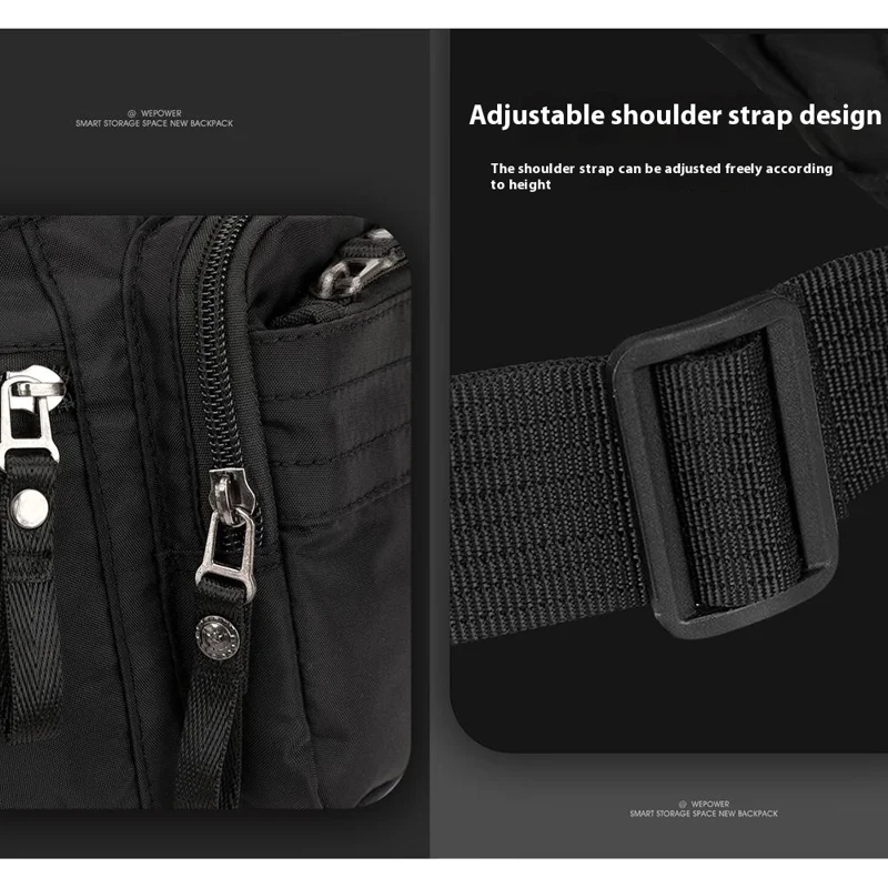 WEPOWER 7100# Waist Bag Crossbody Bag Outdoor Cycling Shoulder Bag Waterproof Sports Chest Pouch - Black