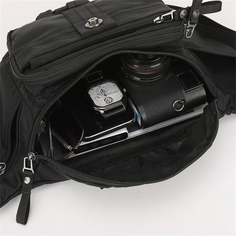 WEPOWER 7100# Waist Bag Crossbody Bag Outdoor Cycling Shoulder Bag Waterproof Sports Chest Pouch - Black