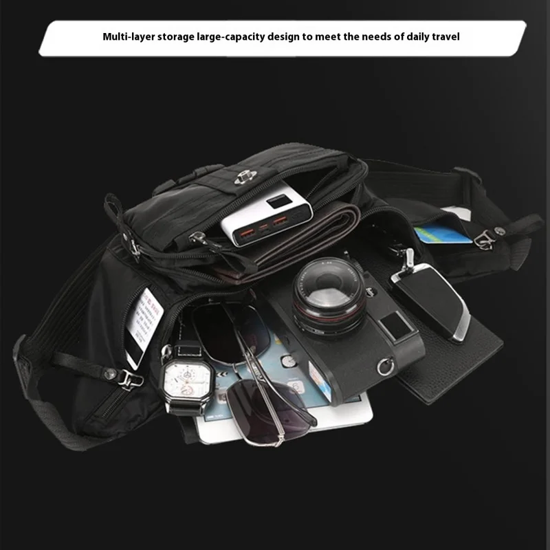 WEPOWER 7100# Waist Bag Crossbody Bag Outdoor Cycling Shoulder Bag Waterproof Sports Chest Pouch - Black