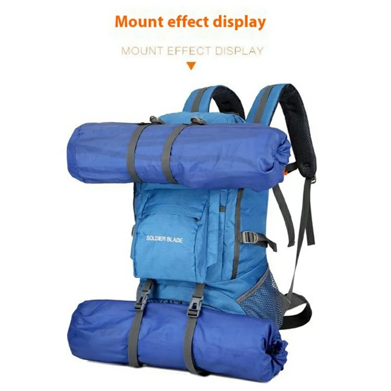SOLDIER BLADE DF8812 24 Inch Outdoor Hiking Backpack Waterproof Nylon Camping Daypack with Shoe Compartment - Blue