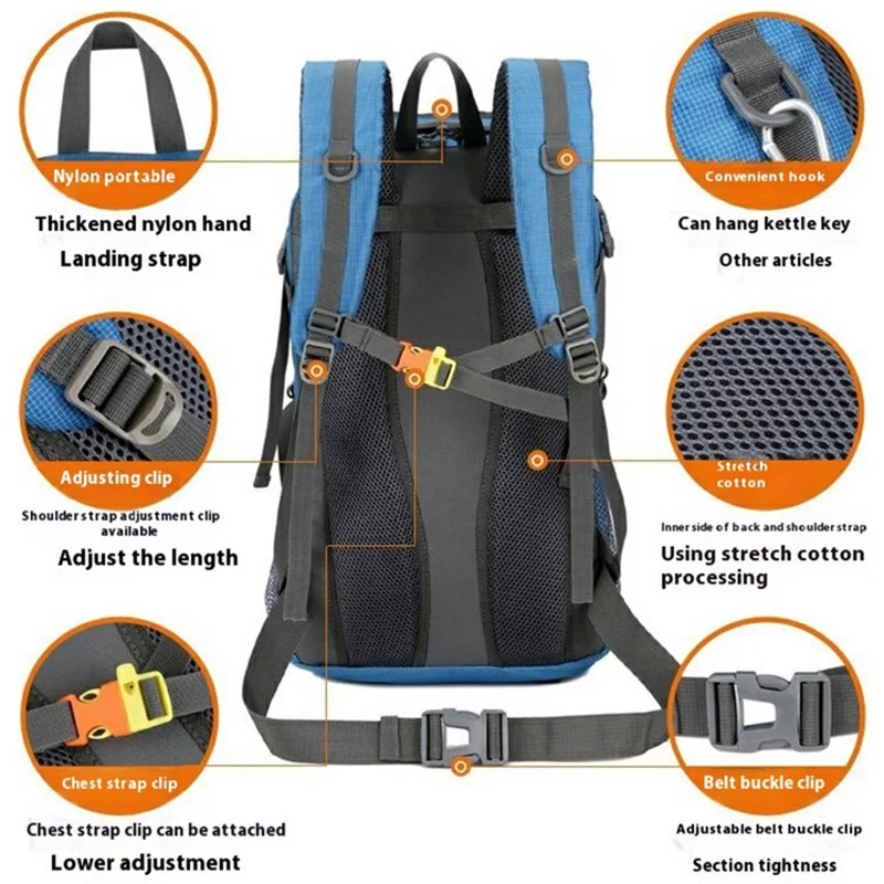 SOLDIER BLADE DF8812 24 Inch Outdoor Hiking Backpack Waterproof Nylon Camping Daypack with Shoe Compartment - Red