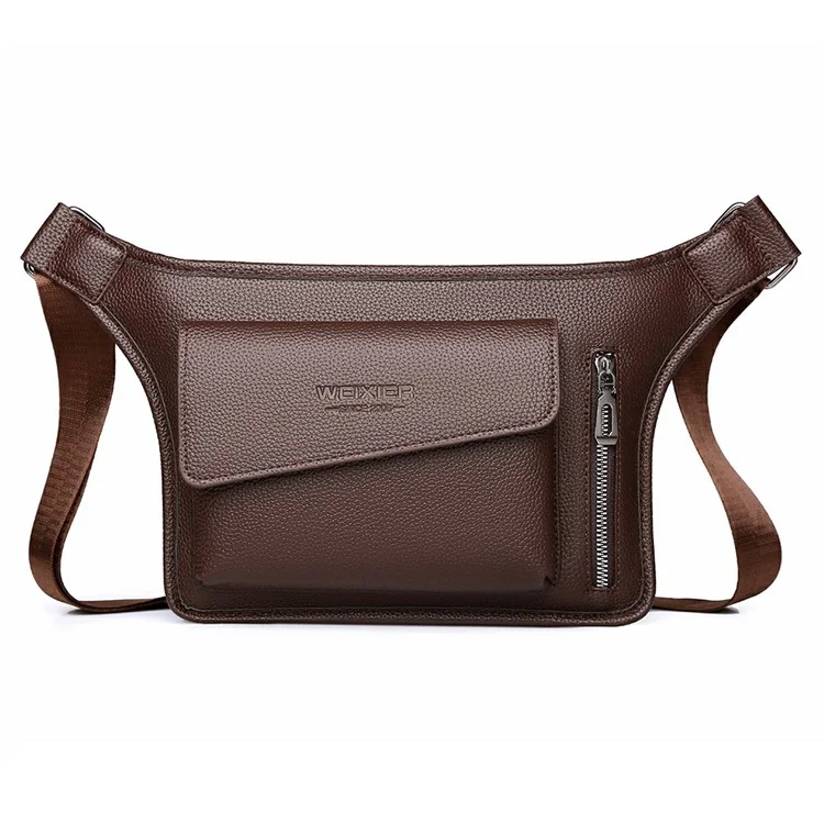 WEIXIER D812 Waterproof PU Leather Vintage Crossbody Bag Men Single Shoulder Pack - Brown