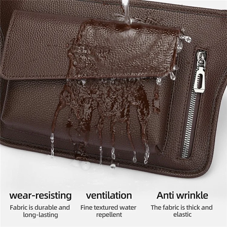 WEIXIER D812 Waterproof PU Leather Vintage Crossbody Bag Men Single Shoulder Pack - Brown
