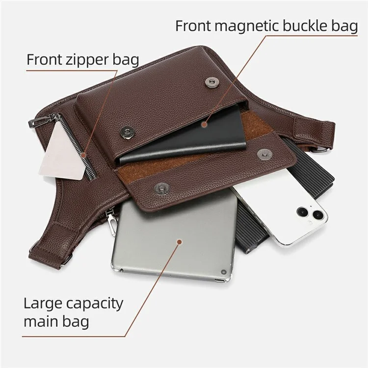 WEIXIER D812 Waterproof PU Leather Vintage Crossbody Bag Men Single Shoulder Pack - Brown