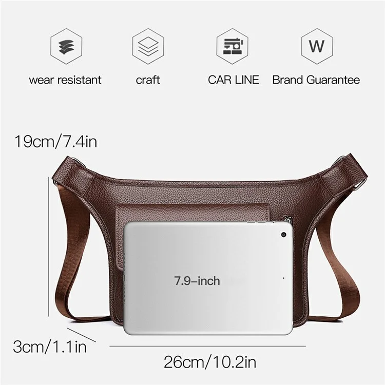 WEIXIER D812 Waterproof PU Leather Vintage Crossbody Bag Men Single Shoulder Pack - Brown