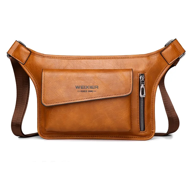 WEIXIER D811 Herren Retro Umhängetasche aus PU-Leder, wasserdicht, für Sport, Crossbody Schultertasche - Hellbraun