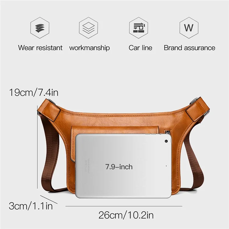 WEIXIER D811 Herren Retro Umhängetasche aus PU-Leder, wasserdicht, für Sport, Crossbody Schultertasche - Hellbraun