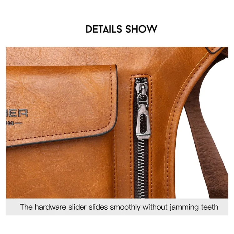 WEIXIER D811 Herren Retro Umhängetasche aus PU-Leder, wasserdicht, für Sport, Crossbody Schultertasche - Hellbraun