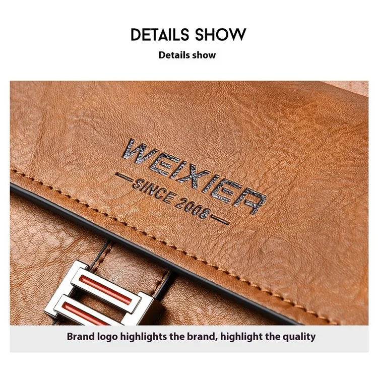 WEIXIER D814 Herren Retro-Brust-Tasche Große Kapazität PU-Leder Wasserdichte Umhängetasche - Hellbraun