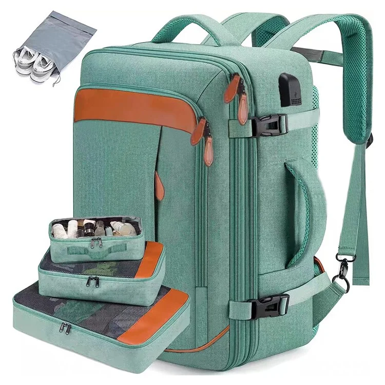 36-55L Laptop Backpack Business Travel Large Capacity Waterproof Nylon Casual Daypack with Storage Bags - Green