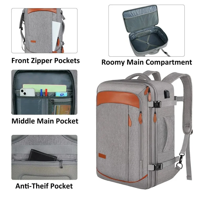 36-55L Laptop Backpack Business Travel Large Capacity Waterproof Nylon Casual Daypack with Storage Bags - Green