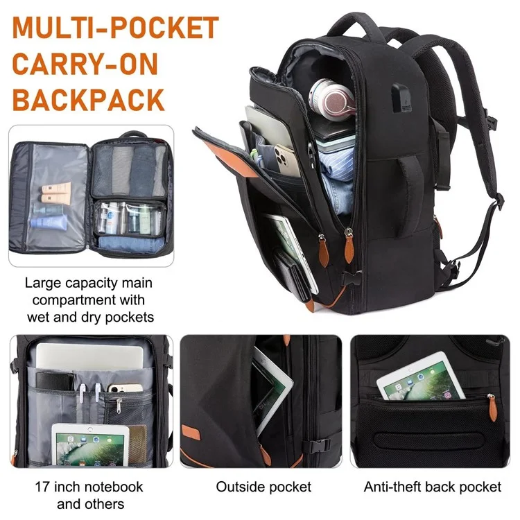 36-55L Laptop Backpack Business Travel Large Capacity Waterproof Nylon Casual Daypack with Storage Bags - Green