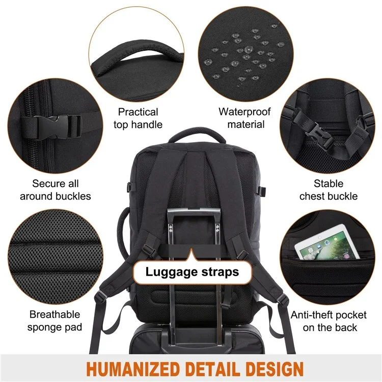 36-55L Laptop Backpack Business Travel Large Capacity Waterproof Nylon Casual Daypack with Storage Bags - Green