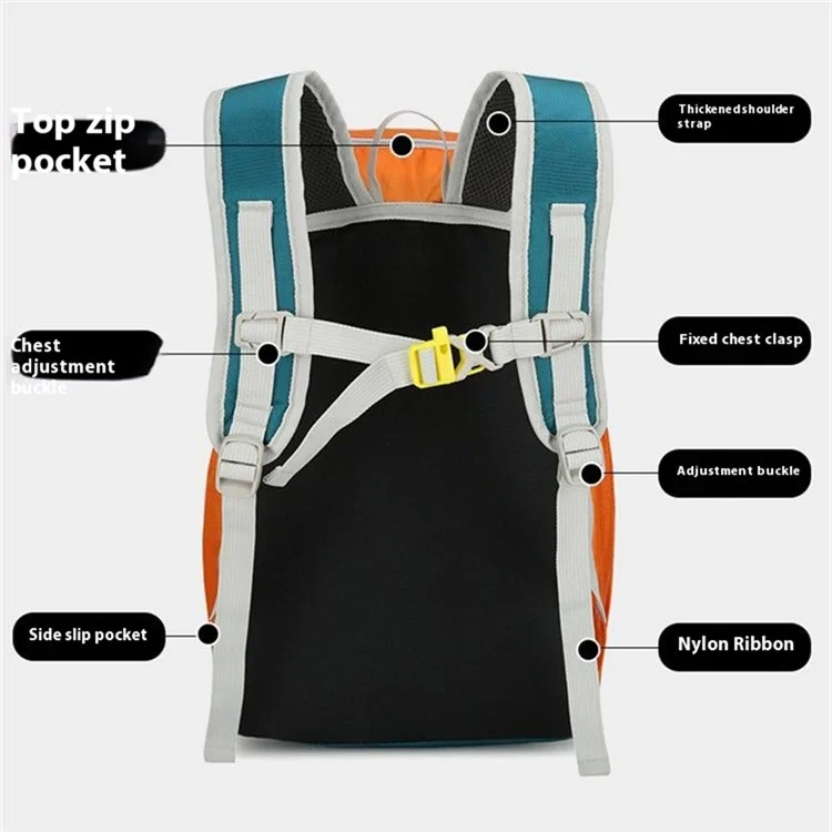 SOLDIER BLADE 2451 Lightweight Nylon Travel Backpack Foldable Waterproof Hiking Camping Daypack - Dark Green+Orange