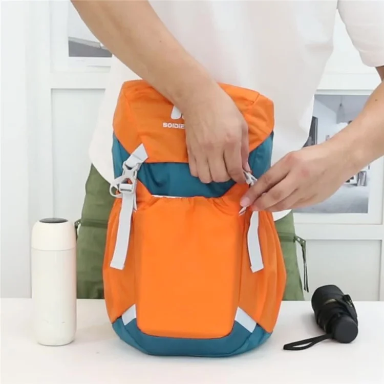 SOLDIER BLADE 2451 Lightweight Nylon Travel Backpack Foldable Waterproof Hiking Camping Daypack - Dark Green+Orange