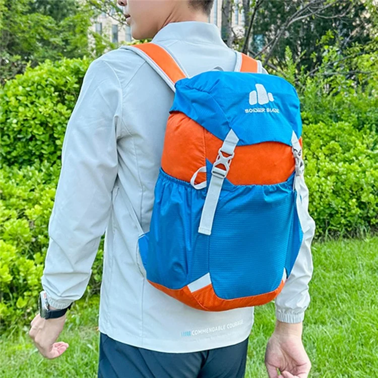 SOLDIER BLADE 2451 Lightweight Nylon Travel Backpack Foldable Waterproof Hiking Camping Daypack - Dark Green+Orange
