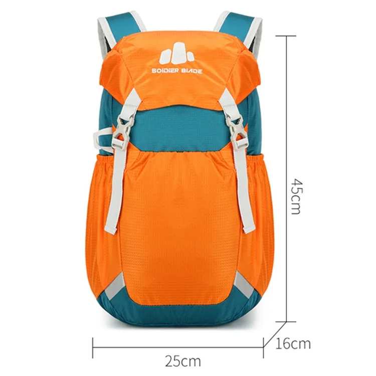 SOLDIER BLADE 2451 Lightweight Nylon Travel Backpack Foldable Waterproof Hiking Camping Daypack - Dark Green+Orange
